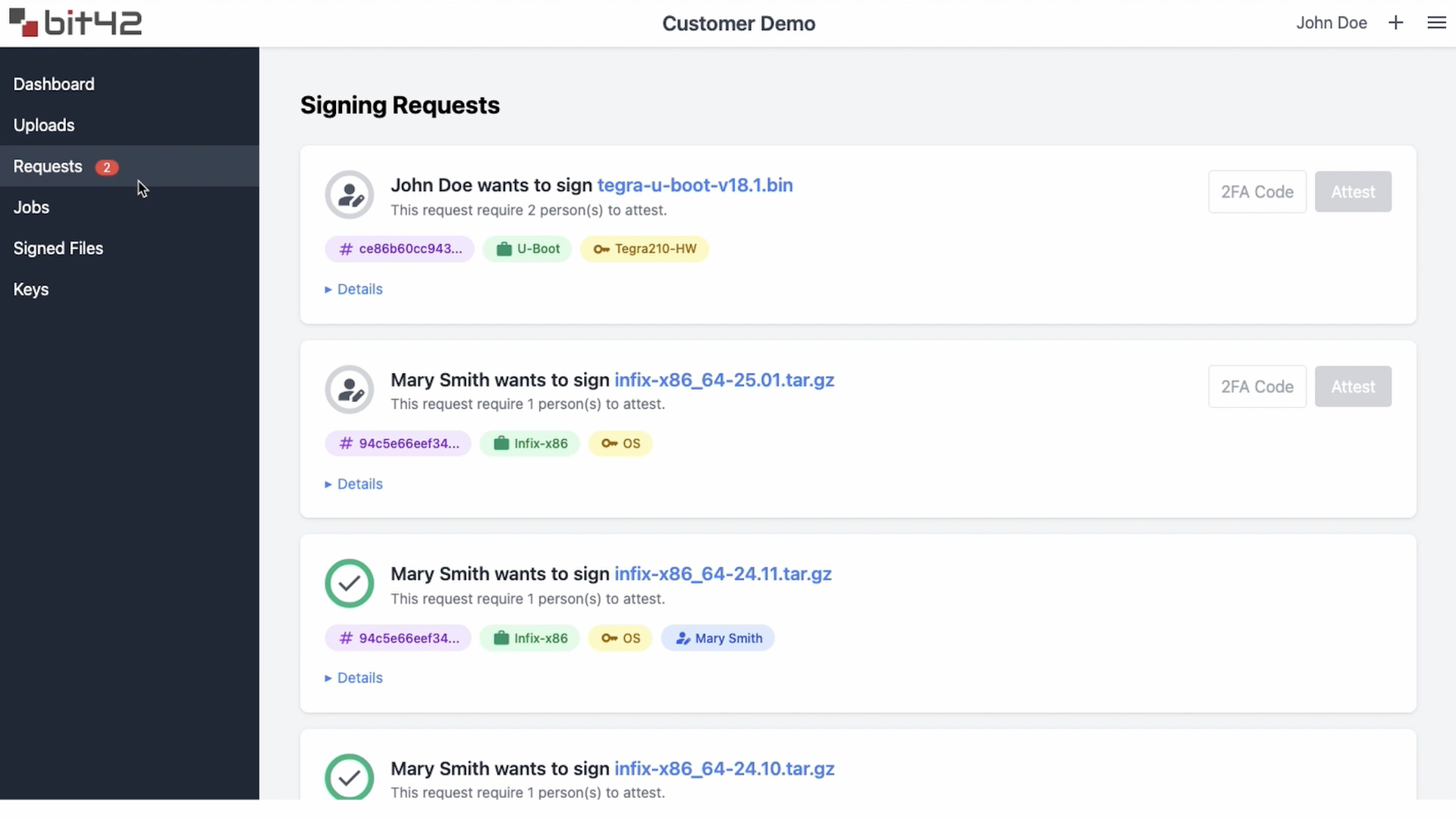 bitSign Portal Interface